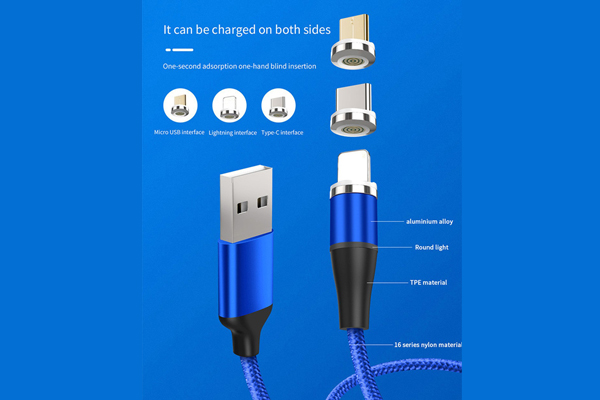 Cablu date incarcare 3IN1 FAST CHARGE 3.0 USB LA MICRO USB/TYPE-C/LIGHTNING 1.5M 3A NEGRU - imagine 7