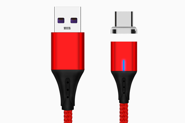 Cablu date incarcare 2IN1 FAST CHARGE 3.0 USB LA MICRO USB/TYPE-C 1.5M 5A ROSU - imagine 5