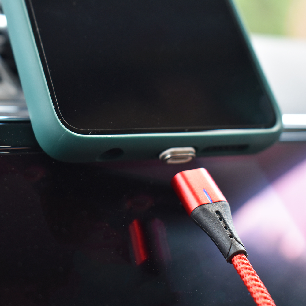 Cablu date incarcare 2IN1 FAST CHARGE 3.0 USB LA MICRO USB/TYPE-C 1.5M 5A ROSU - imagine 3