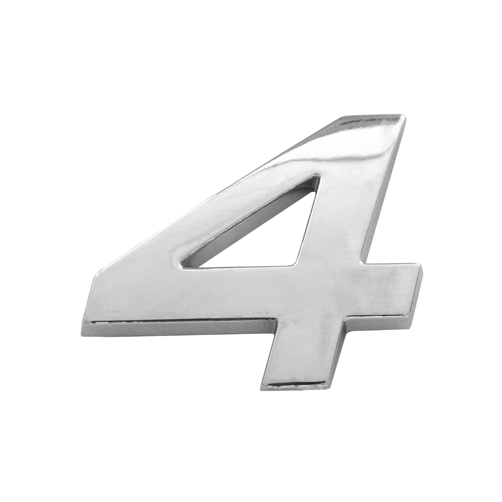 Ornament auto 3D. CIFRA 4 CROMAT 26 MM - imagine 3