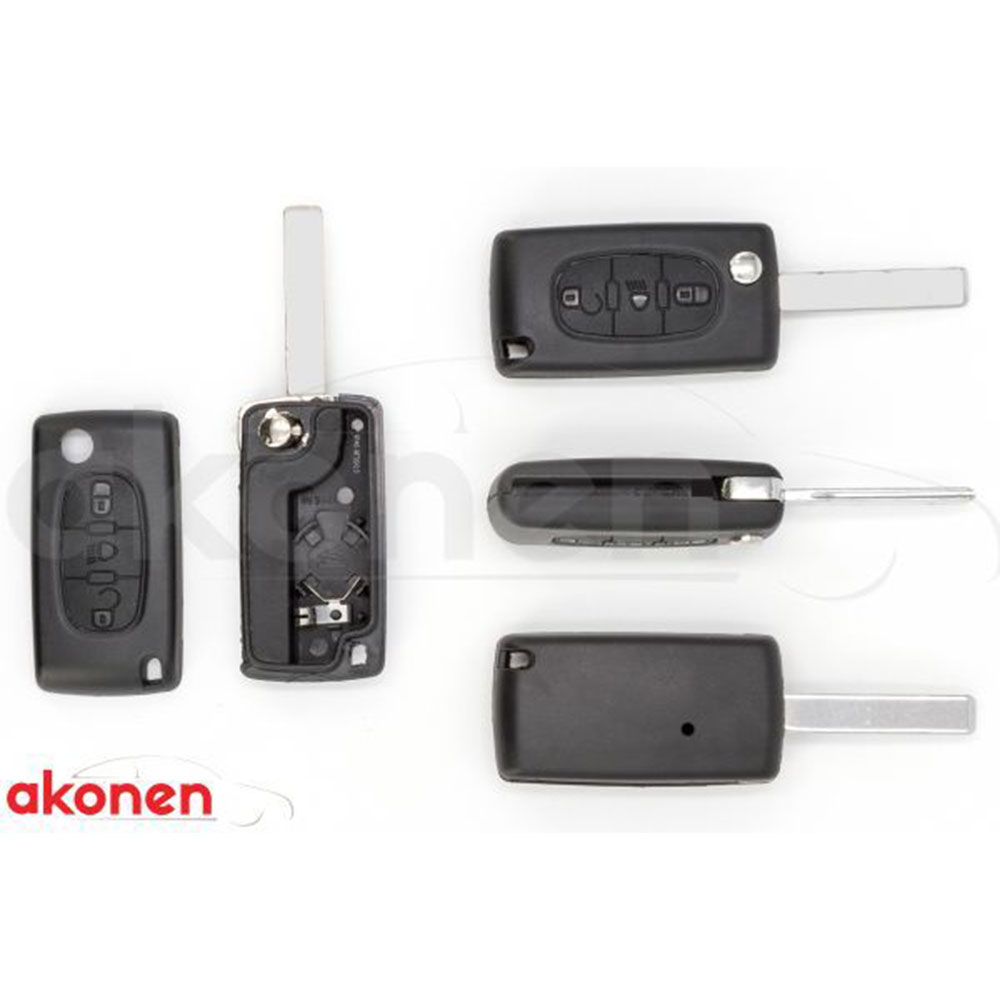 Carcasa cheie contact pentru CITROEN BERLINGO , C2 , C3. 3 BUTOANE. CU CHEIE