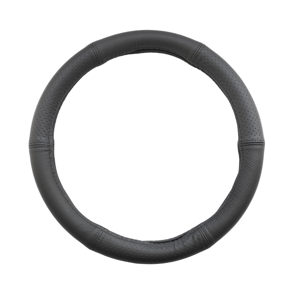 Husa volan piele naturala perforata negru 39-41 cm