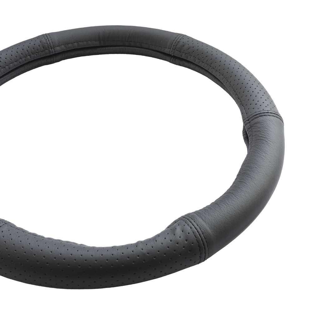 Husa volan piele naturala perforata negru 39-41 cm - imagine 4