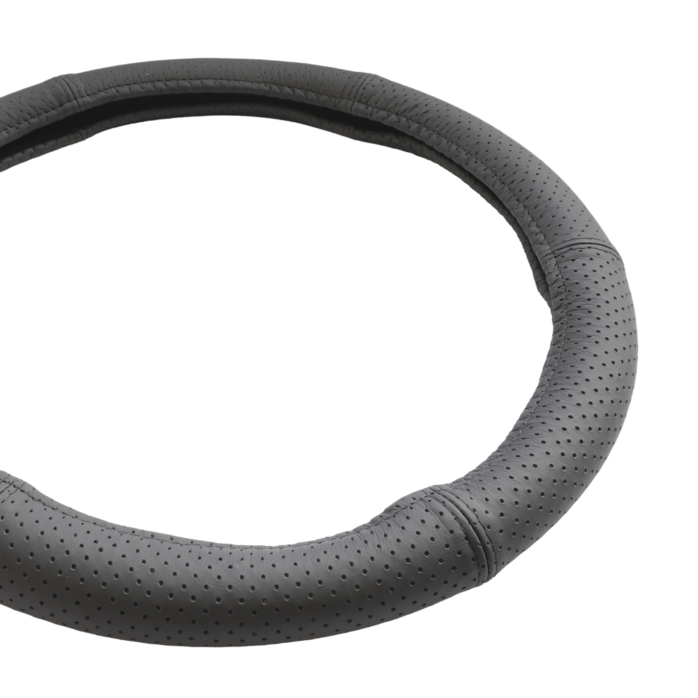 Husa volan piele naturala semi perforata negru 44-46 cm - imagine 2