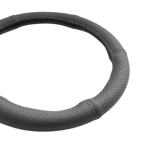 Husa volan piele naturala semi perforata negru 39-41 cm