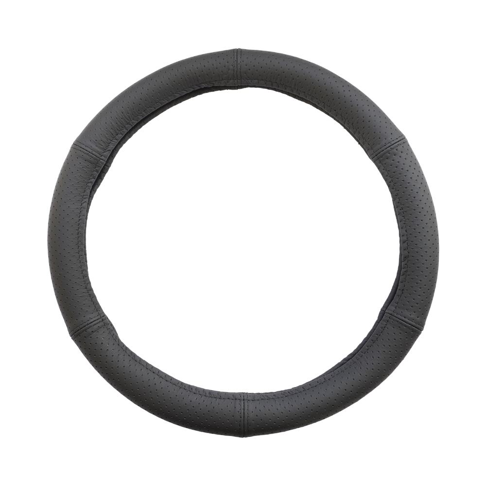 Husa volan piele naturala semi perforata negru 37-39 cm - imagine 3