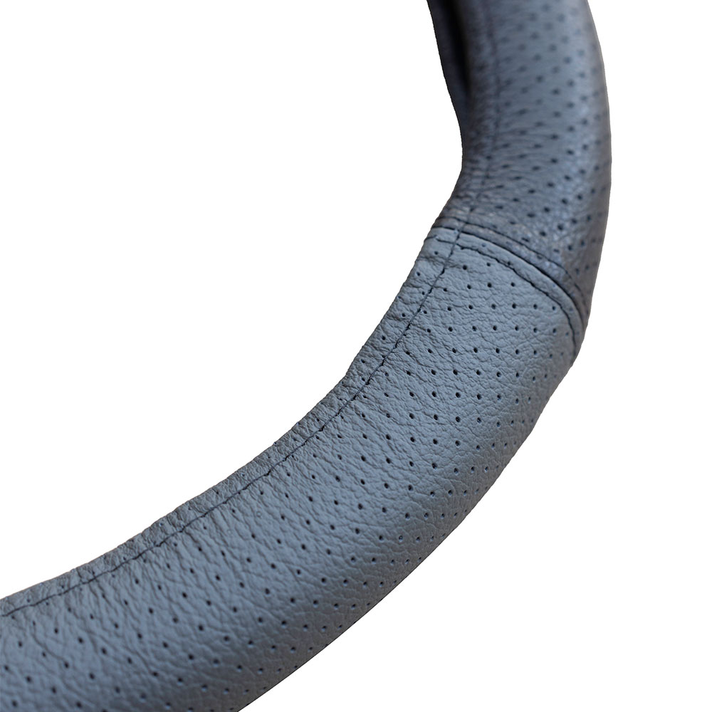 Husa volan piele naturala perforata gri 37-39 cm mega drive - imagine 3