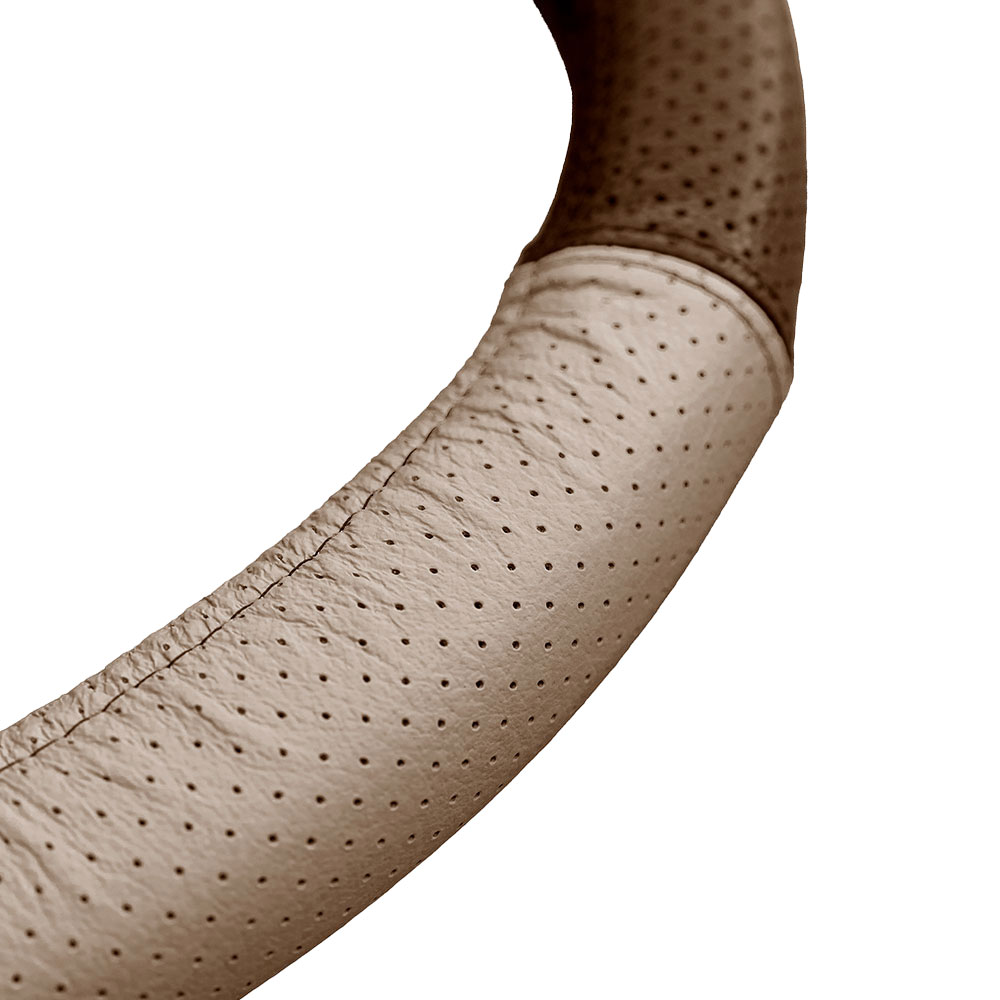 Husa volan piele naturala perforata bej 37-39 cm mega drive - imagine 7
