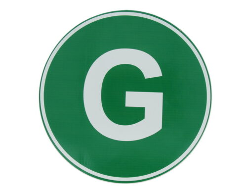 Autocolant de avertizare G, diametru 22 cm