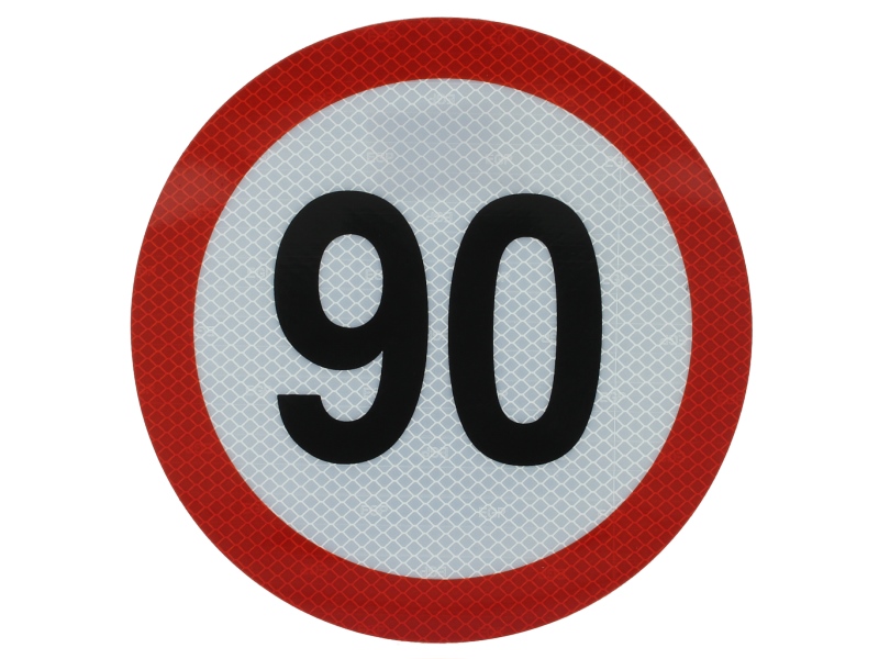 Autocolant de avertizare 90km/h, diametru 20 cm