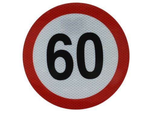 Autocolant de avertizare 60km/h, diametru 20 cm