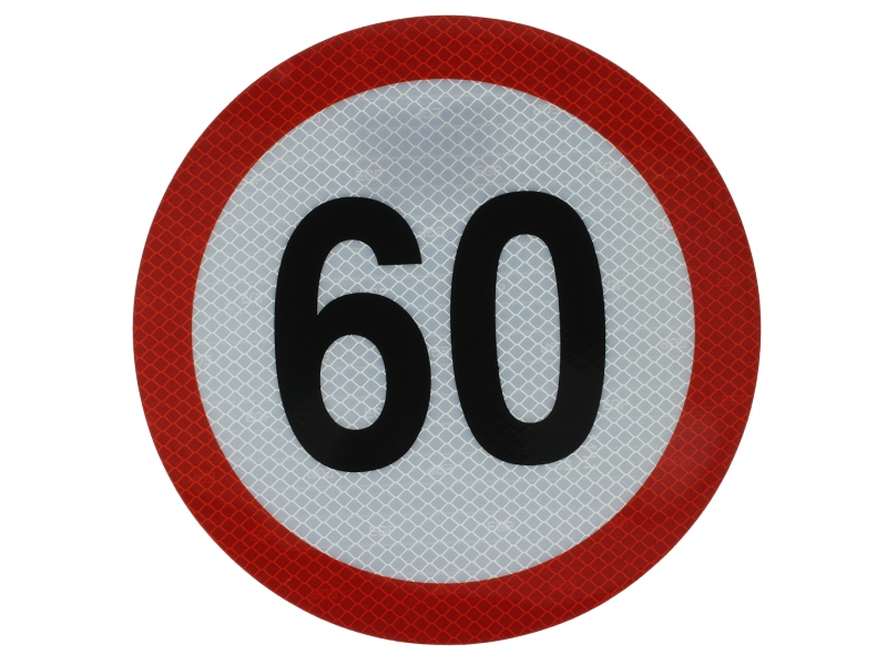 Autocolant de avertizare 60km/h, diametru 20 cm