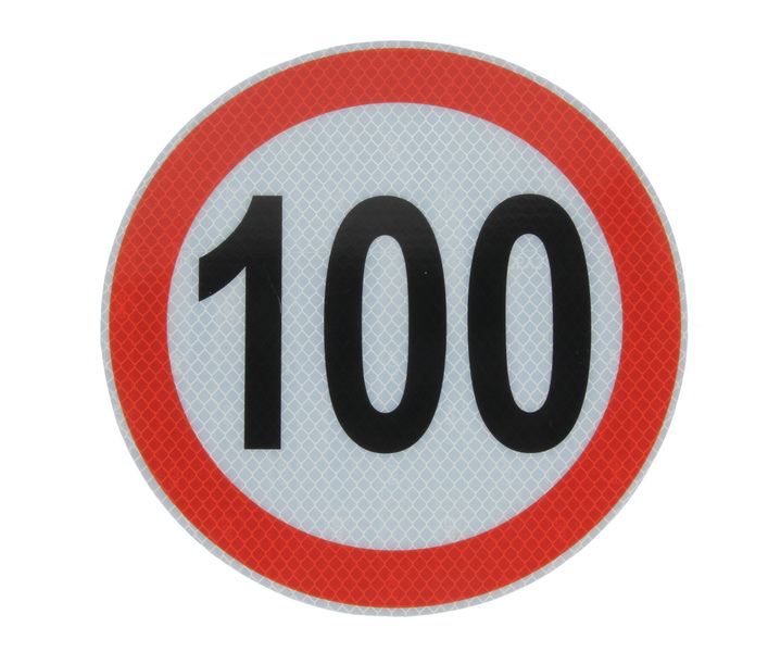 Autocolant de avertizare 100km/h ,diametru 20cm