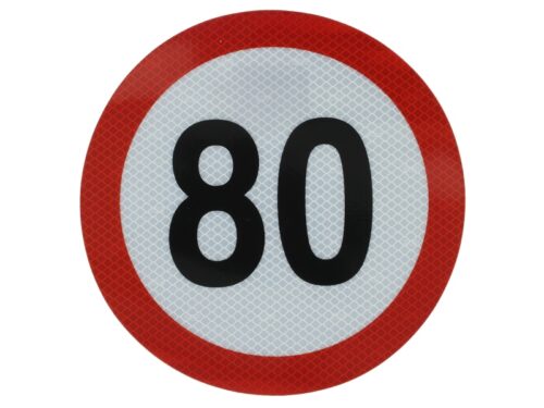 Autocolant de avertizare 80km/h, diametru 20 cm