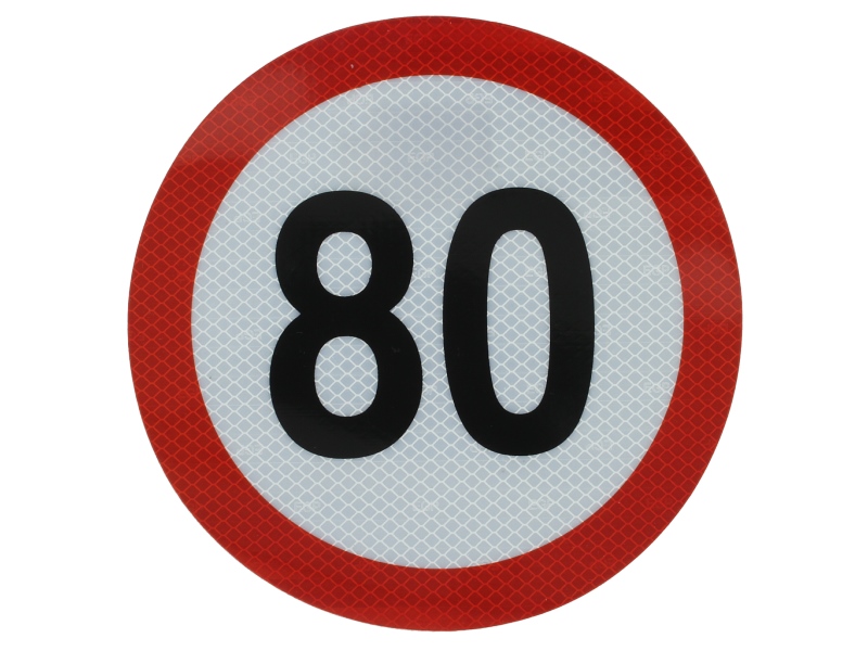 Autocolant de avertizare 80km/h, diametru 20 cm