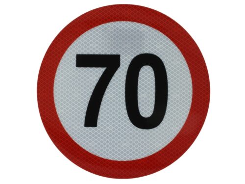 Autocolant de avertizare 70km/h, diametru 20 cm