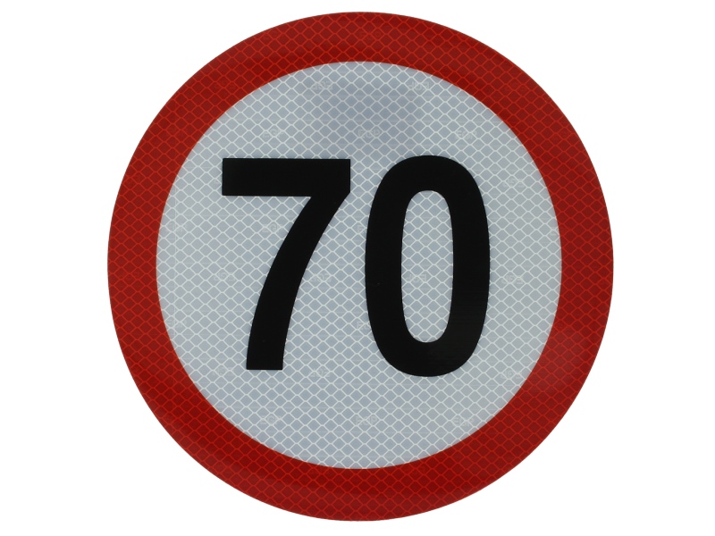 Autocolant de avertizare 70km/h, diametru 20 cm