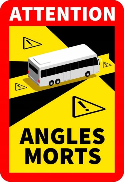 Autocolant de avertizare unghi mort, autobuz 17cm x 25cm