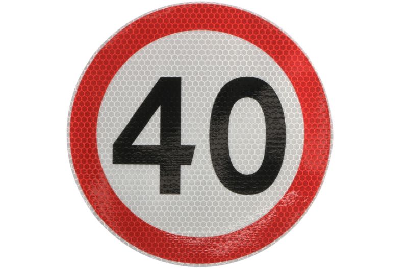 Autocolant de avertizare 40km/h, diametru 20 cm