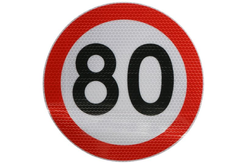 Autocolant de avertizare 80km/h, diametru 20 cm - imagine 2