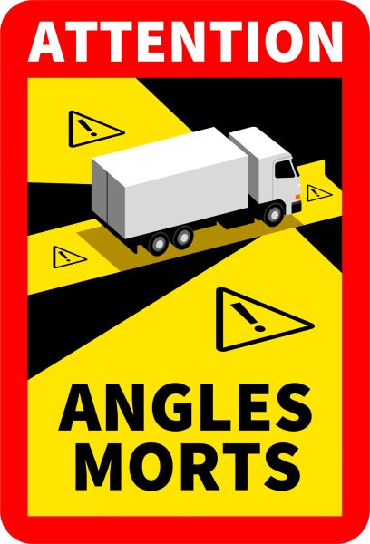 Autocolant de avertizare unghi mort, camion 17cm x 25cm