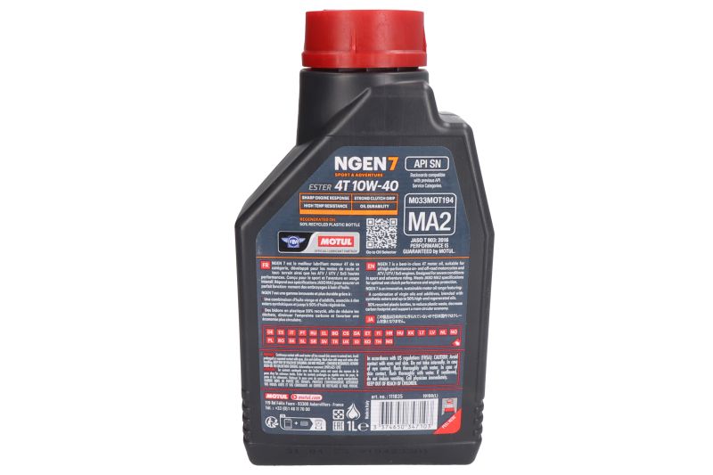 Ulei de motor Motul Ngen7 4T 10W40 API SP 1L - imagine 2