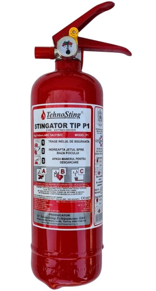 Stingator auto cu pulbere TEHNO STING, tip P1, 1 kg, cu manometru