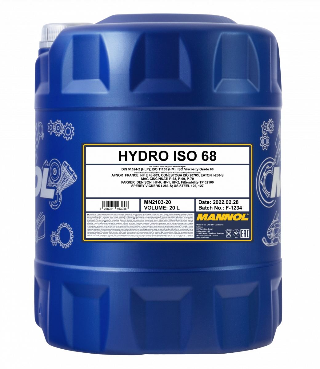 Ulei hidraulic MANNOL HYDRO ISO 68 HM MN2103-20, volum 20 litri, mineral