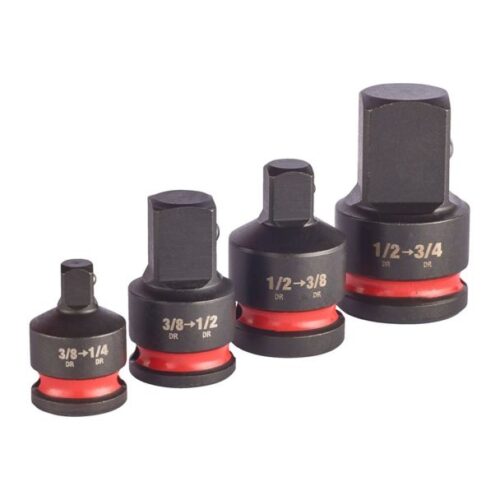 Set 4 adaptoare de impact MILWAUKEE 4932480356, patrat int 3/8 - ext 1/4, patrat int 3/8 - ext 1/2, patrat int 1/2 - ext 3/8, patrat int 1/2 - ext 3/4