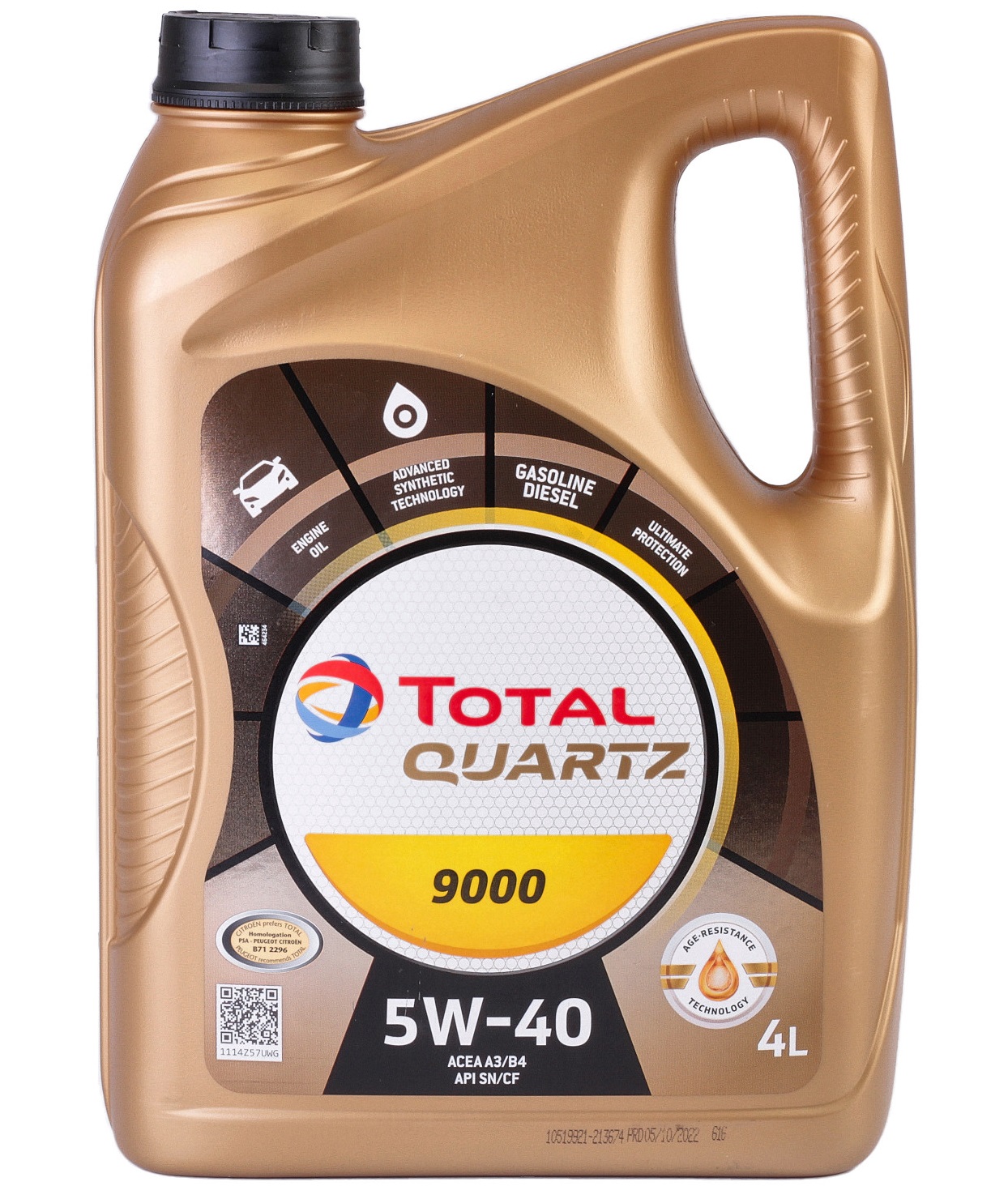 Ulei motor TOTAL Quartz 9000 5W40 148597, volum 4 litri, sintetic