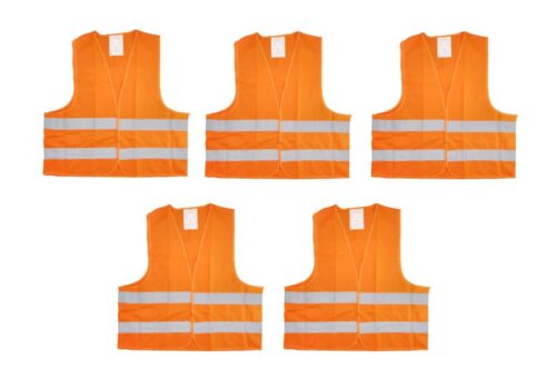 Set 5 veste reflectorizante MAMMOOTH MMT A106 002 SET/5, portocaliu, 2 benzi