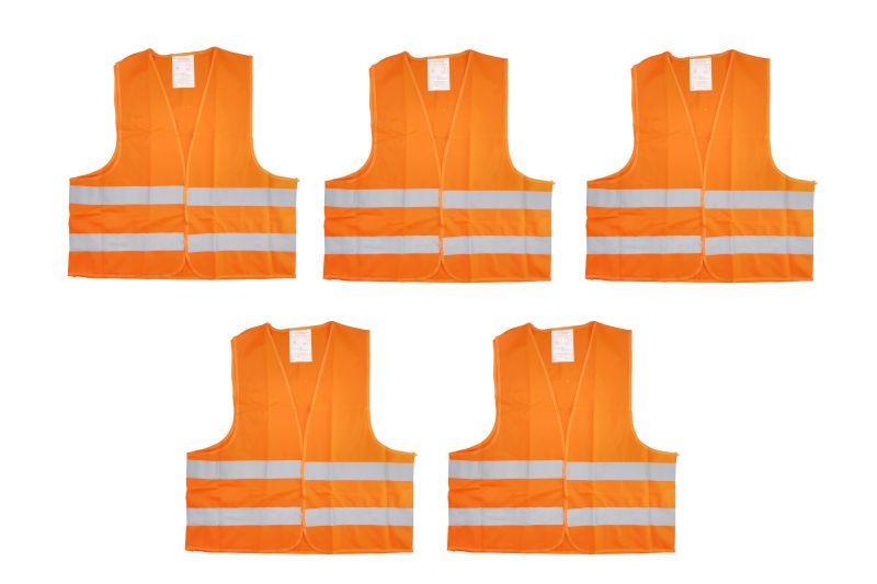Set 5 veste reflectorizante MAMMOOTH MMT A106 002 SET/5, portocaliu, 2 benzi