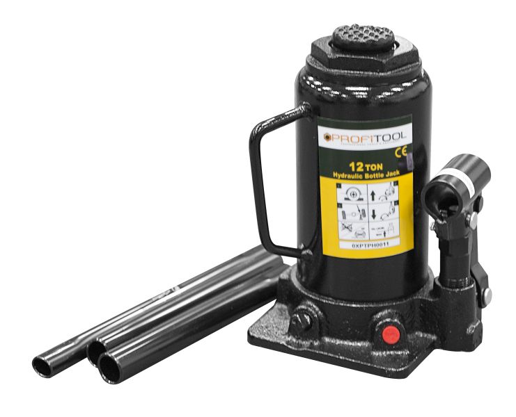 Cric hidraulic tip butelie PROFITOOL 0XPTPH0011, capacitate maxima ridicare 12 T, 200-380 mm