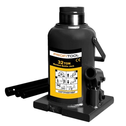 Cric hidraulic tip butelie PROFITOOL 0XPTPH0016BP, capacitate maxima ridicare 32 T, cursa 260-420 mm