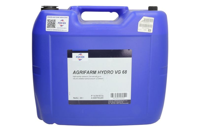 Ulei hidraulic FUCHS AGRIFARM HYDRO VG 68, volum 20 litri