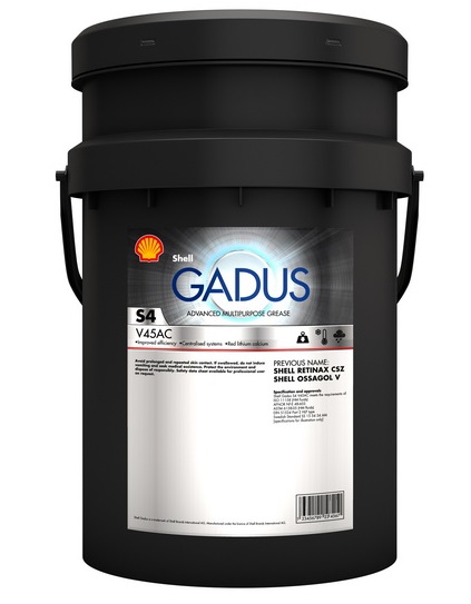 Vaselina pentru sistemul central de lubrifiere SHELL GADUS S4 V45AC 00/000, complex de litiu / calcium complex, galeata 18 kg