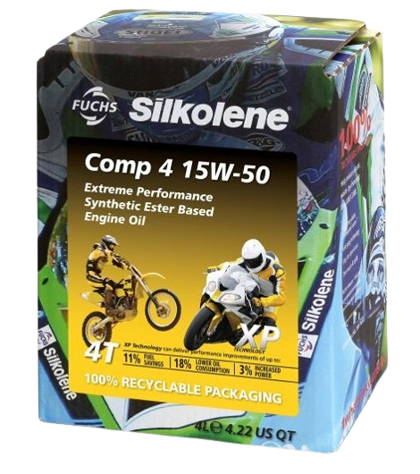 Ulei motor moto FUCHS Silkolene COMP 4 XP 15W50 4T, volum 4 litri, semi sintetic, ambalat in cutie