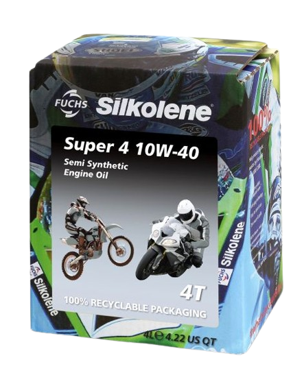 Ulei motor moto FUCHS Silkolene SUPER 4T 10W40, volum 4 litri, semi sintetic, ambalat in cutie