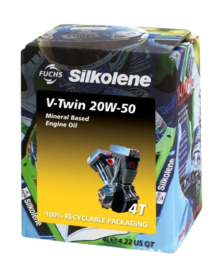 Ulei motor moto FUCHS Silkolene V-TWIN 4T 20W50, volum 4 litri, mineral, ambalat in cutie