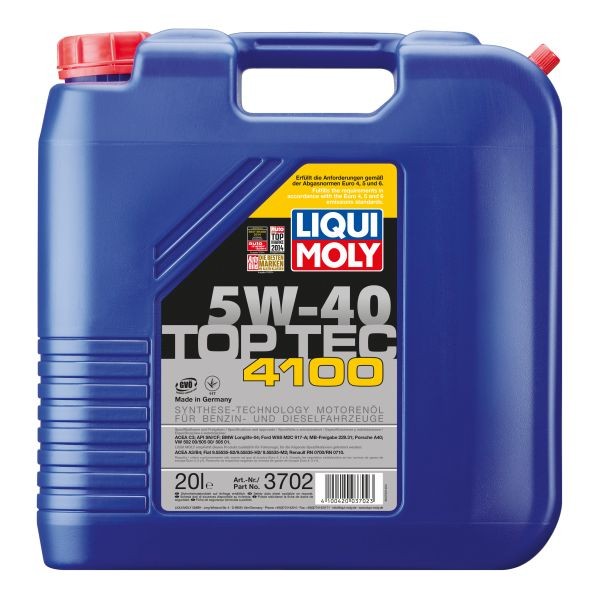 Ulei motor LIQUI MOLY Top Tec 4100 5W40 3702, volum 20 litri, sintetic