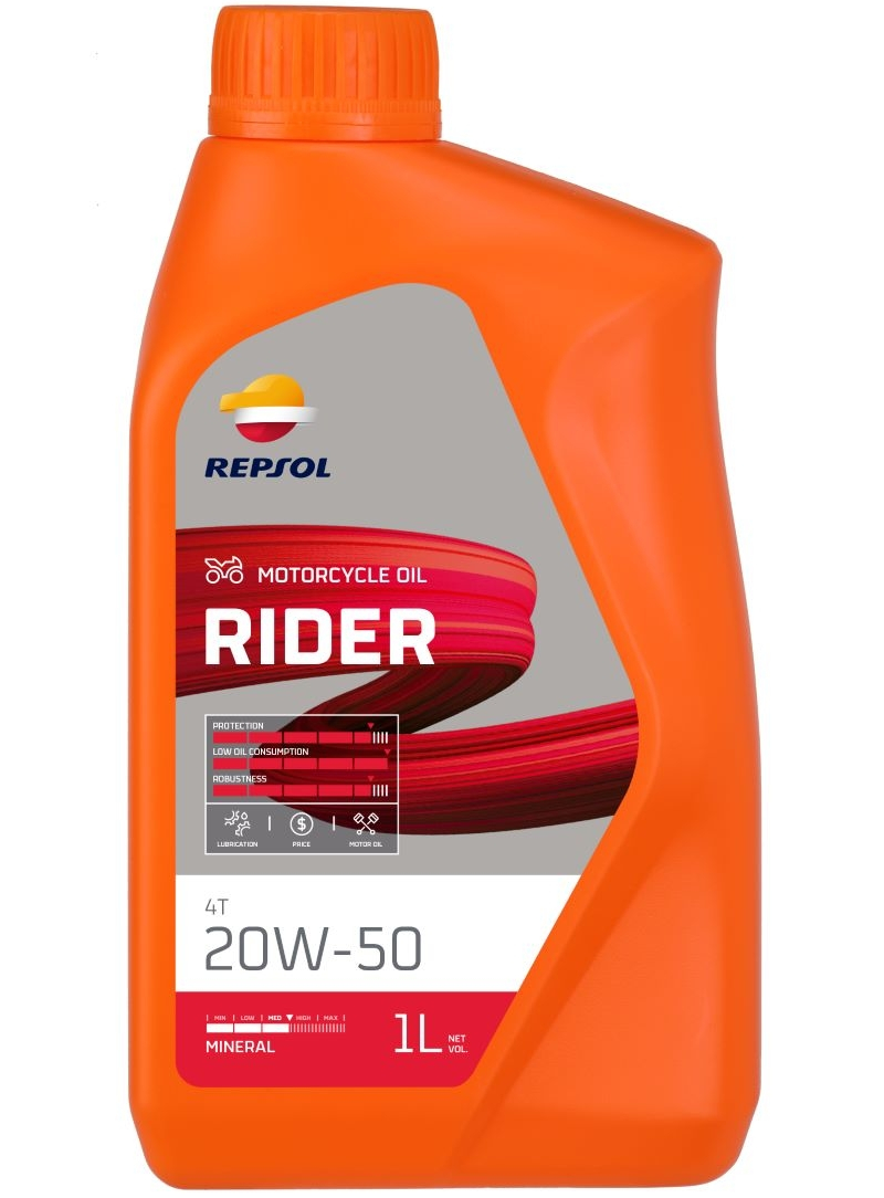 Ulei motor moto REPSOL RIDER 4T 20W50 RPP2130THC, volum 1 litru, sintetic