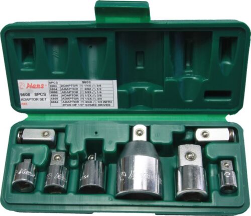 Set 8 adaptori cheie HANS 9608, dimensiuni 1/4 x 3/8, 1/8 x 1/2, 1/4 x 1/4, 1/8 x 3/8, 1/2 x 3/4, 3/4 x 1/2