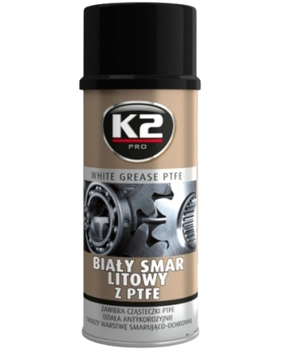 Spray lubrifiant vaselina alba cu teflon K2 WHITE GREASE PTFE W121, 400 ml