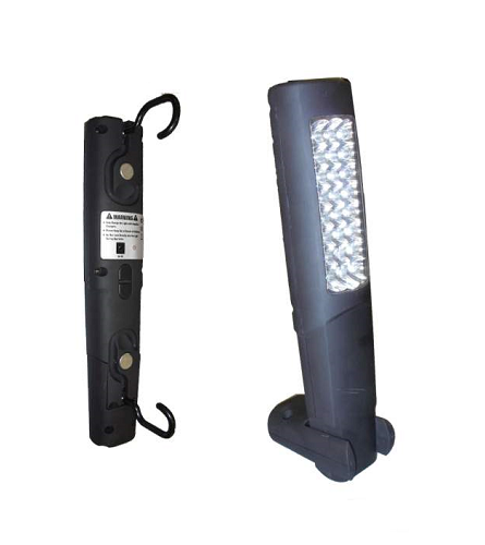Lampa de lucru portabila JBM 00081, 24+6 LED-uri, dublu magnetica, suport si baza metalica, acumulator NiMH 3.6 V, 2.0 Ah, reincarcabil