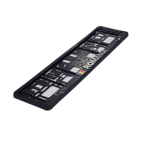 Set 2 suporturi pentru numar inmatriculare auto MEGA DRIVE 45189, inscriptie Romania, negru, polipropilena