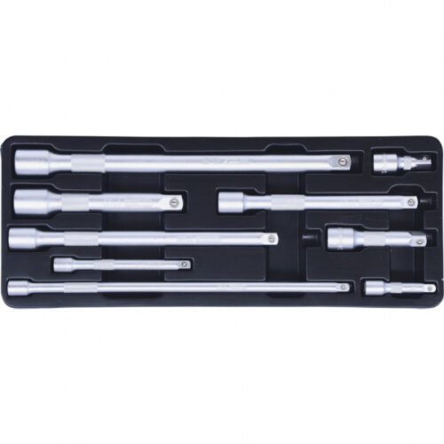 Set 9 prelungitoare scule KS TOOLS 911.0007, antrenor patrat 1/4 inch, 3/8 inch, 1/2 inch, lungime 50-250 mm, otel crom vanadiu