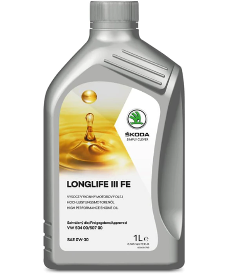 Ulei motor SKODA LONGLIFE III FE 0W30 GS55545F2EUR, volum 1 litru, 504.00/507.00