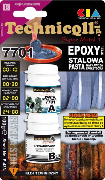 Adeziv metalic pasta epoxidica cu doua componente Epoxy Steel, 100 g