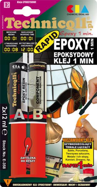 Adeziv universal epoxi, incolor, 24ml clei epoxidic cu doua componente, intarire rapida